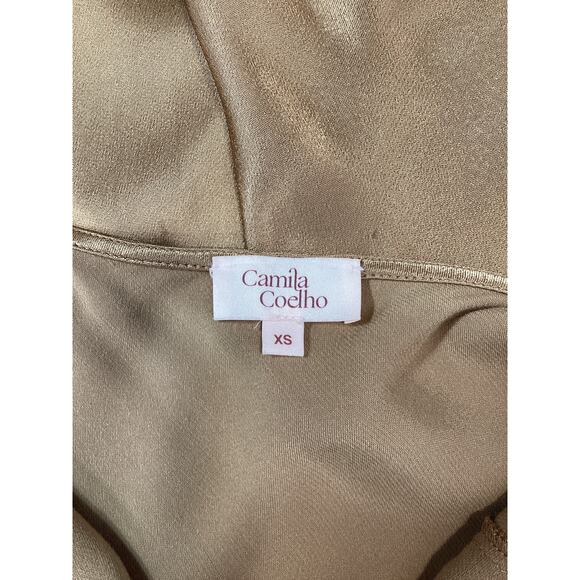 Camila Coelho 'Adora' Gold Satin Mini Slip Dress Size XS - Picture 4 of 4